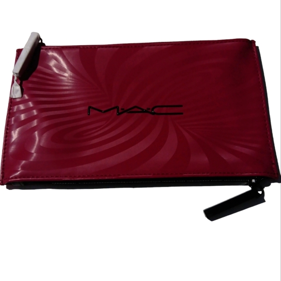 MAC Small Makeup Bag Burgandy zip top/Bottom opening - Picture 1 of 3